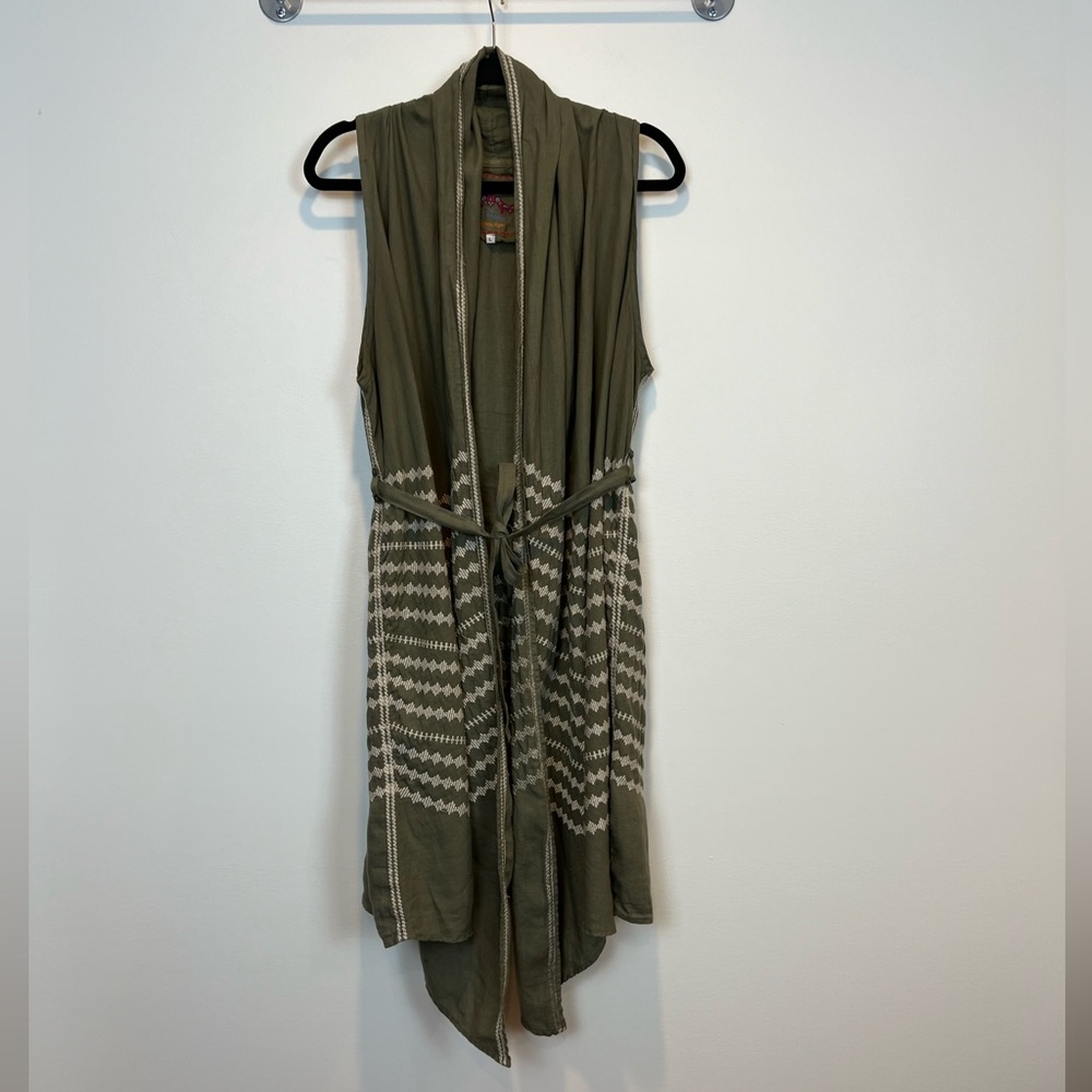 Johnny Was Petra Linen Embroidered Vest SZ Large